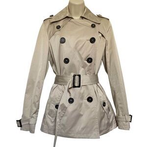 Saint James Short Belted Trench Coat Polka Dot Lining Sz S